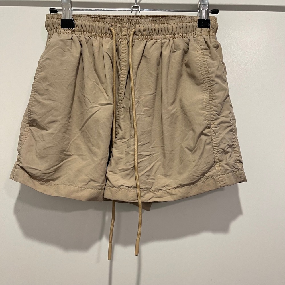 Standard Cloth Mens XS Tan Nylon Elastic Waist Drawstring Casual Shorts Khaki‎